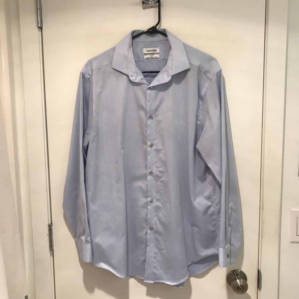 Calvin Klein solid light blue button up